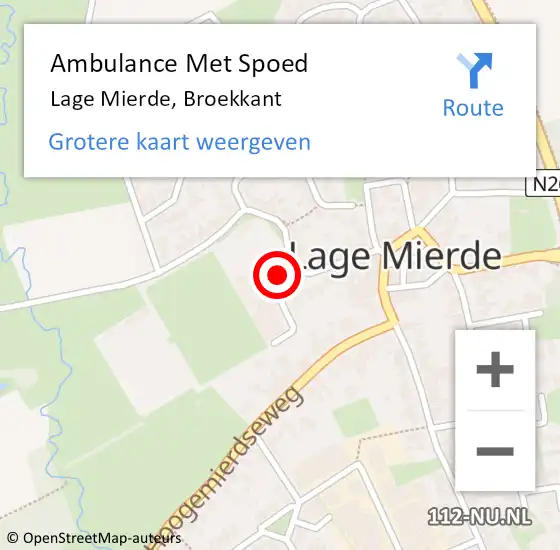 Locatie op kaart van de 112 melding: Ambulance Met Spoed Naar Lage Mierde, Broekkant op 13 april 2015 14:22