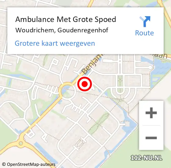 Locatie op kaart van de 112 melding: Ambulance Met Grote Spoed Naar Woudrichem, Goudenregenhof op 13 april 2015 15:17