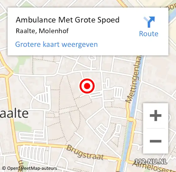 Locatie op kaart van de 112 melding: Ambulance Met Grote Spoed Naar Raalte, Molenhof op 13 april 2015 15:23