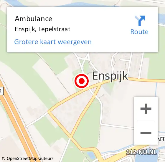 Locatie op kaart van de 112 melding: Ambulance Enspijk, Lepelstraat op 13 april 2015 15:39