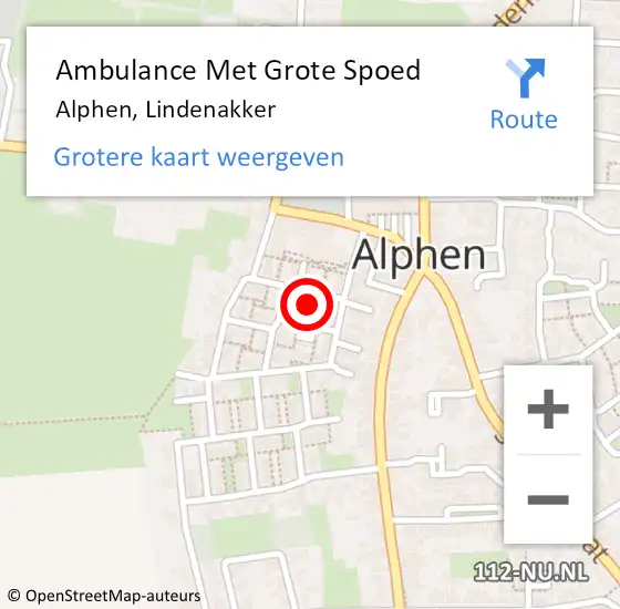 Locatie op kaart van de 112 melding: Ambulance Met Grote Spoed Naar Alphen, Lindenakker op 13 april 2015 16:13