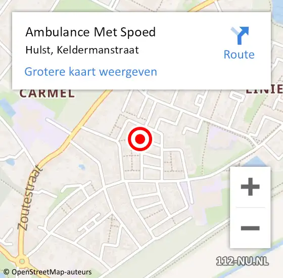 Locatie op kaart van de 112 melding: Ambulance Met Spoed Naar Hulst, Keldermanstraat op 13 april 2015 16:24