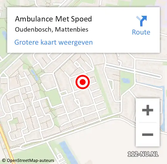 Locatie op kaart van de 112 melding: Ambulance Met Spoed Naar Oudenbosch, Mattenbies op 13 april 2015 17:30