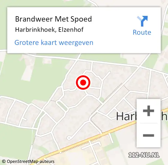 Locatie op kaart van de 112 melding: Brandweer Met Spoed Naar Harbrinkhoek, Elzenhof op 13 april 2015 17:44