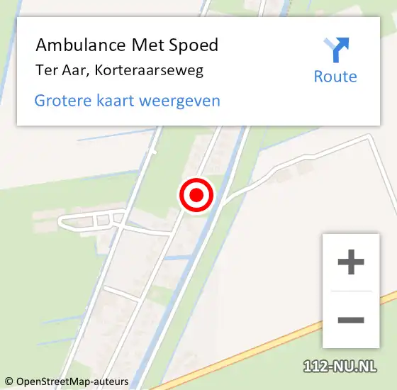 Locatie op kaart van de 112 melding: Ambulance Met Spoed Naar Ter Aar, Korteraarseweg op 13 april 2015 18:38