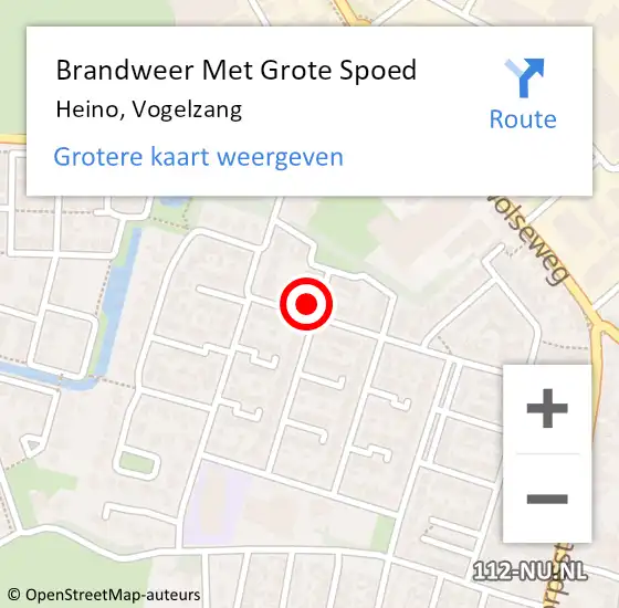 Locatie op kaart van de 112 melding: Brandweer Met Grote Spoed Naar Heino, Vogelzang op 13 april 2015 18:52