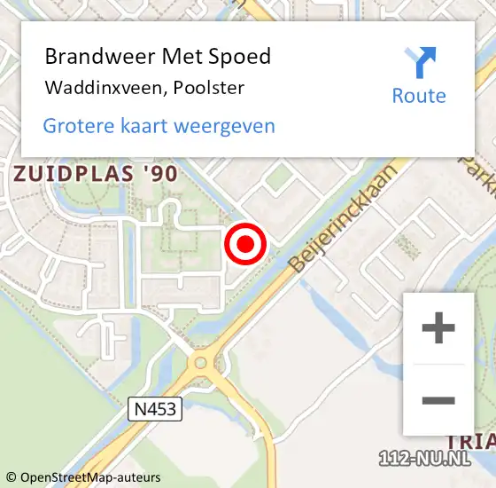 Locatie op kaart van de 112 melding: Brandweer Met Spoed Naar Waddinxveen, Poolster op 13 april 2015 19:49