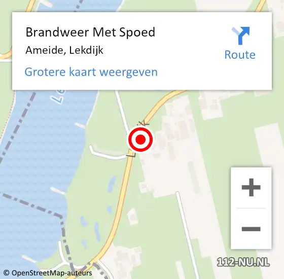 Locatie op kaart van de 112 melding: Brandweer Met Spoed Naar Ameide, Lekdijk op 13 april 2015 20:18