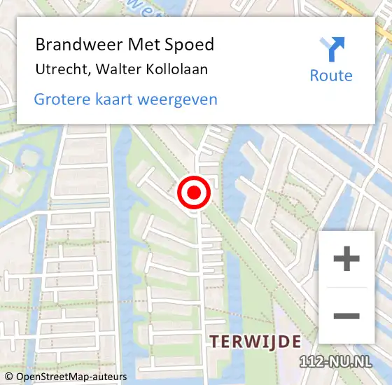 Locatie op kaart van de 112 melding: Brandweer Met Spoed Naar Utrecht, Walter Kollolaan op 13 april 2015 20:52