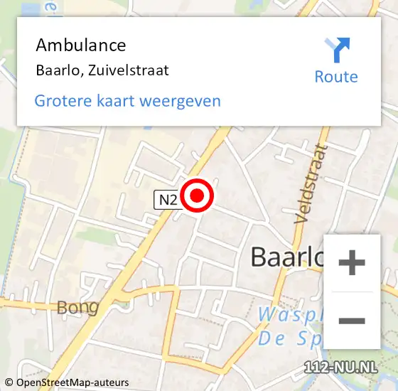 Locatie op kaart van de 112 melding: Ambulance Baarlo, Zuivelstraat op 4 november 2013 23:04