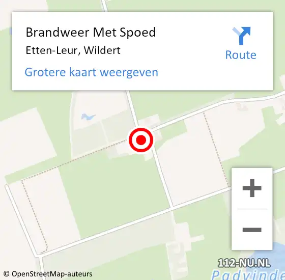 Locatie op kaart van de 112 melding: Brandweer Met Spoed Naar Etten-Leur, Wildert op 4 november 2013 23:04