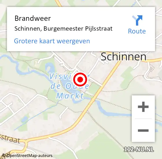 Locatie op kaart van de 112 melding: Brandweer Schinnen, Burgemeester Pijlsstraat op 13 april 2015 22:13