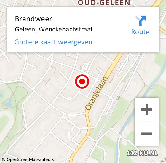 Locatie op kaart van de 112 melding: Brandweer Geleen, Wenckebachstraat op 13 april 2015 22:57