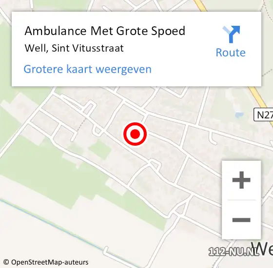 Locatie op kaart van de 112 melding: Ambulance Met Grote Spoed Naar Well, Sint Vitusstraat op 13 april 2015 23:01