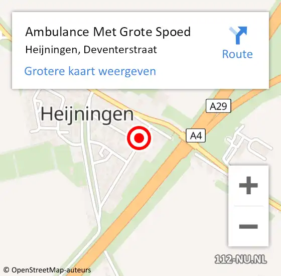 Locatie op kaart van de 112 melding: Ambulance Met Grote Spoed Naar Heijningen, Deventerstraat op 13 april 2015 23:13