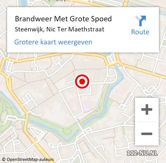 Locatie op kaart van de 112 melding: Brandweer Met Grote Spoed Naar Steenwijk, Nic Ter Maethstraat op 14 april 2015 00:37