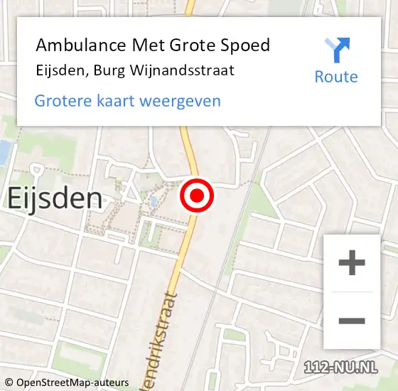 Locatie op kaart van de 112 melding: Ambulance Met Grote Spoed Naar Eijsden, Burg Wijnandsstraat op 4 november 2013 23:23