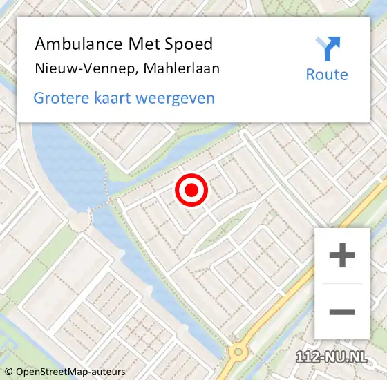 Locatie op kaart van de 112 melding: Ambulance Met Spoed Naar Nieuw-Vennep, Mahlerlaan op 14 april 2015 03:03