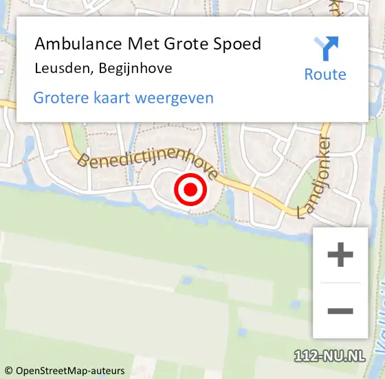 Locatie op kaart van de 112 melding: Ambulance Met Grote Spoed Naar Leusden, Begijnhove op 14 april 2015 06:54