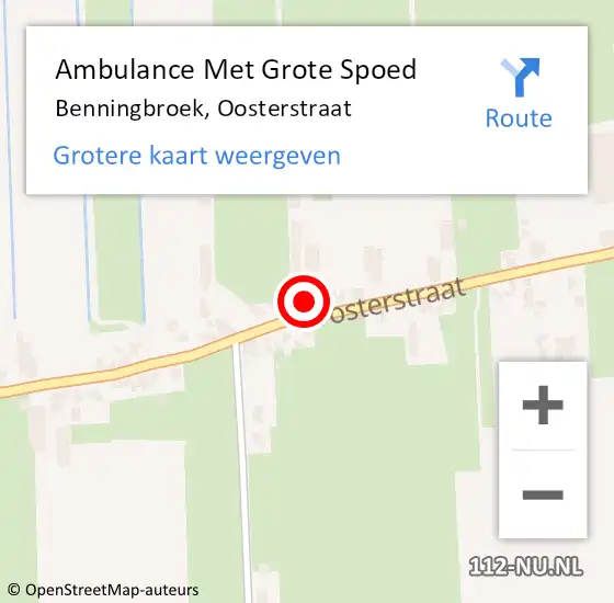 Locatie op kaart van de 112 melding: Ambulance Met Grote Spoed Naar Benningbroek, Oosterstraat op 14 april 2015 07:38