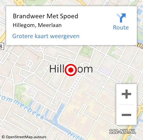 Locatie op kaart van de 112 melding: Brandweer Met Spoed Naar Hillegom, Meerlaan op 14 april 2015 08:06