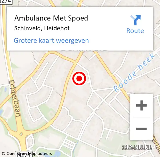 Locatie op kaart van de 112 melding: Ambulance Met Spoed Naar Schinveld, Heidehof op 14 april 2015 09:17