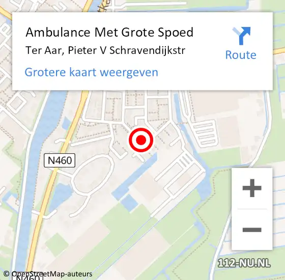 Locatie op kaart van de 112 melding: Ambulance Met Grote Spoed Naar Ter Aar, Pieter V Schravendijkstr op 14 april 2015 09:24