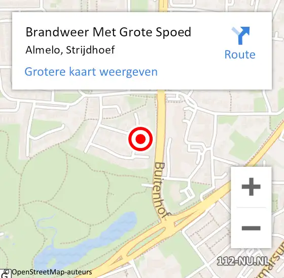 Locatie op kaart van de 112 melding: Brandweer Met Grote Spoed Naar Almelo, Strijdhoef op 14 april 2015 10:30