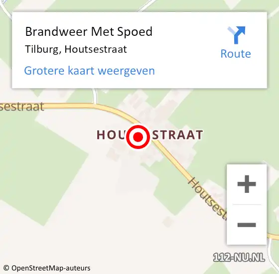 Locatie op kaart van de 112 melding: Brandweer Met Spoed Naar Tilburg, Houtsestraat op 14 april 2015 11:03