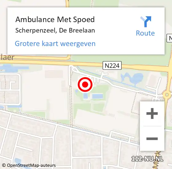 Locatie op kaart van de 112 melding: Ambulance Met Spoed Naar Scherpenzeel, De Breelaan op 14 april 2015 11:15