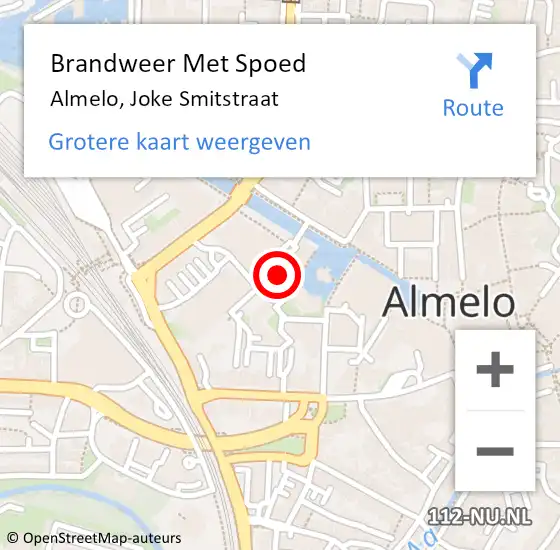 Locatie op kaart van de 112 melding: Brandweer Met Spoed Naar Almelo, Joke Smitstraat op 14 april 2015 11:41