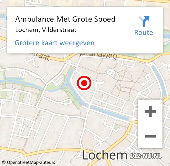 Locatie op kaart van de 112 melding: Ambulance Met Grote Spoed Naar Lochem, Vilderstraat op 14 april 2015 12:13