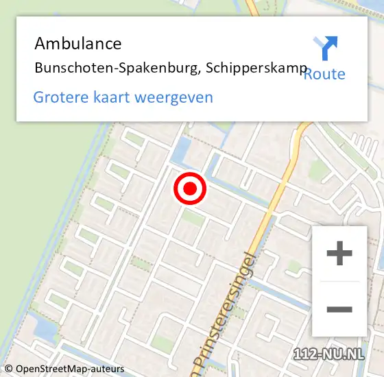 Locatie op kaart van de 112 melding: Ambulance Bunschoten-Spakenburg, Schipperskamp op 14 april 2015 12:39