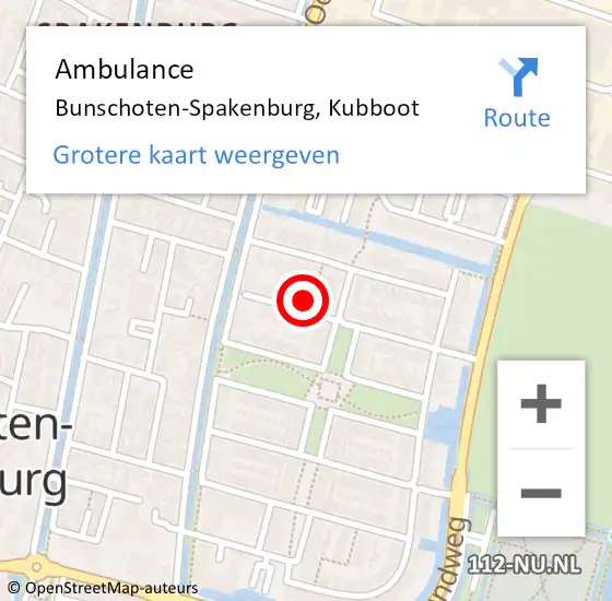 Locatie op kaart van de 112 melding: Ambulance Bunschoten-Spakenburg, Kubboot op 14 april 2015 13:18