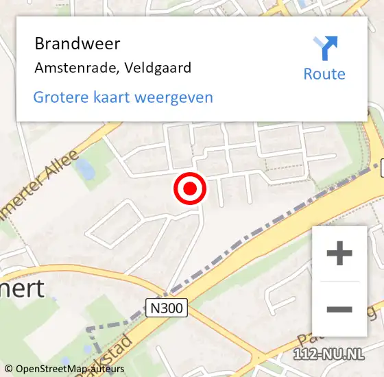 Locatie op kaart van de 112 melding: Brandweer Amstenrade, Veldgaard op 14 april 2015 13:26