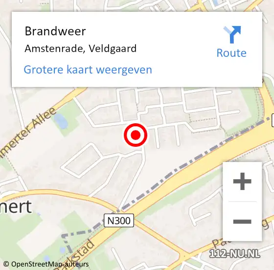 Locatie op kaart van de 112 melding: Brandweer Amstenrade, Veldgaard op 14 april 2015 13:35