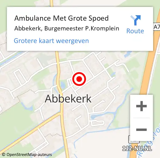 Locatie op kaart van de 112 melding: Ambulance Met Grote Spoed Naar Abbekerk, Burgemeester P.Kromplein op 14 april 2015 14:06