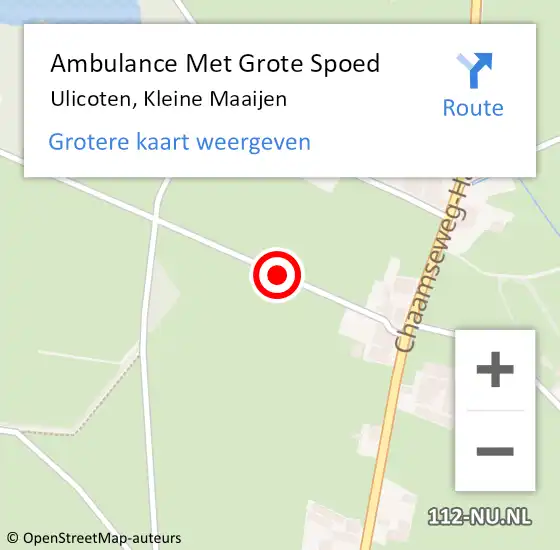 Locatie op kaart van de 112 melding: Ambulance Met Grote Spoed Naar Ulicoten, Kleine Maaijen op 14 april 2015 14:29