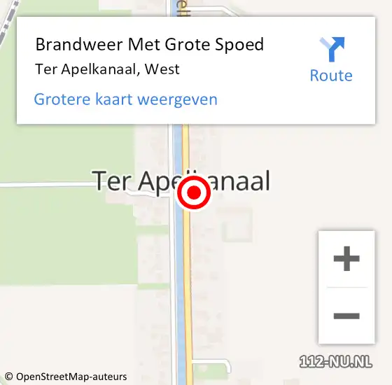 Locatie op kaart van de 112 melding: Brandweer Met Grote Spoed Naar Ter Apelkanaal, West op 14 april 2015 14:51