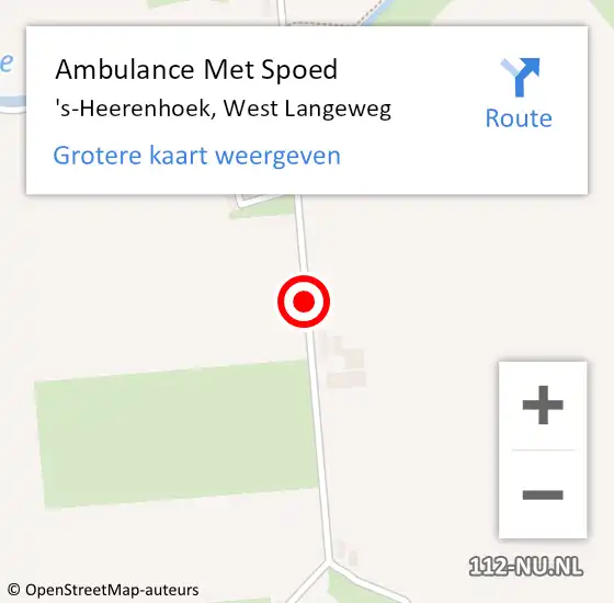 Locatie op kaart van de 112 melding: Ambulance Met Spoed Naar 's-Heerenhoek, West Langeweg op 14 april 2015 14:59