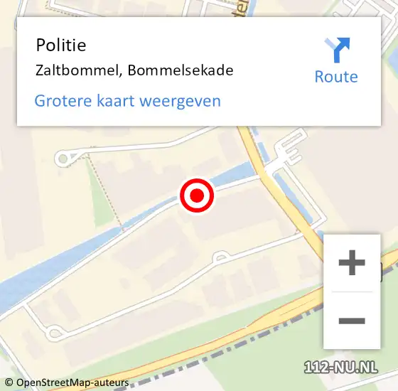 Locatie op kaart van de 112 melding: Politie Zaltbommel, Bommelsekade op 14 april 2015 16:01