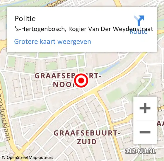 Locatie op kaart van de 112 melding: Politie 's-Hertogenbosch, Rogier Van Der Weydenstraat op 14 april 2015 16:30