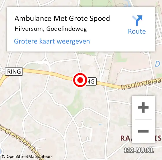Locatie op kaart van de 112 melding: Ambulance Met Grote Spoed Naar Hilversum, Godelindeweg op 14 april 2015 17:03