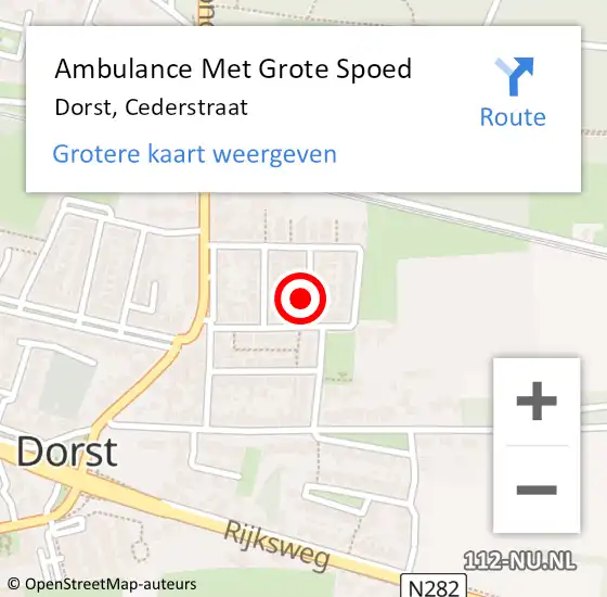 Locatie op kaart van de 112 melding: Ambulance Met Grote Spoed Naar Dorst, Cederstraat op 14 april 2015 17:03