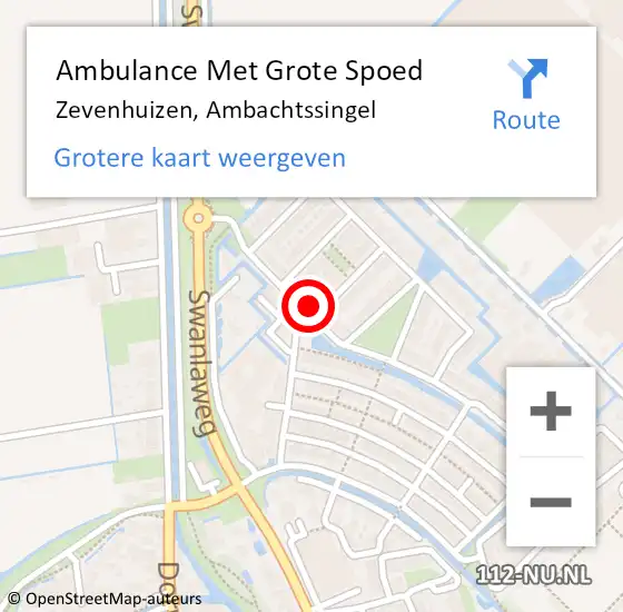 Locatie op kaart van de 112 melding: Ambulance Met Grote Spoed Naar Zevenhuizen, Ambachtssingel op 14 april 2015 17:39