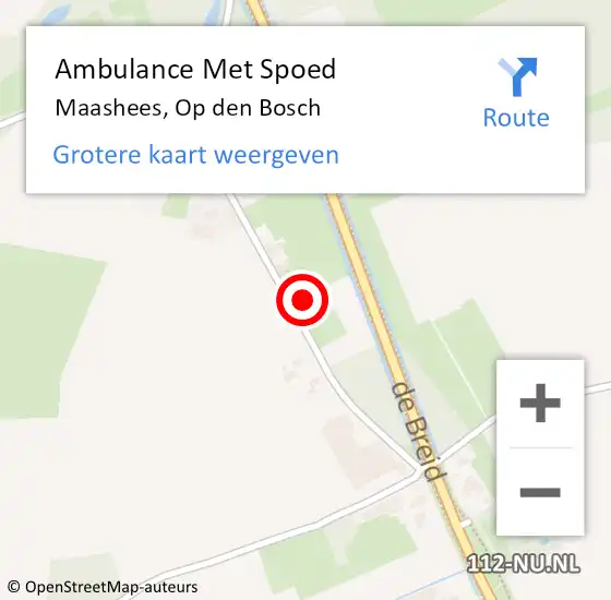 Locatie op kaart van de 112 melding: Ambulance Met Spoed Naar Maashees, Op den Bosch op 14 april 2015 17:48