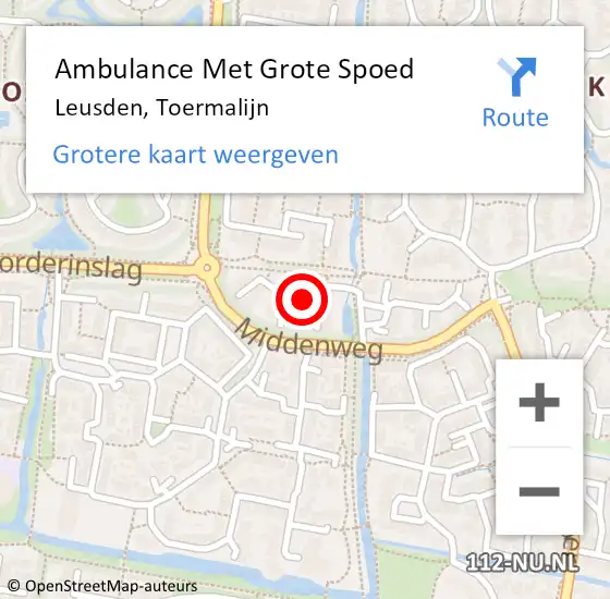 Locatie op kaart van de 112 melding: Ambulance Met Grote Spoed Naar Leusden, Toermalijn op 14 april 2015 17:52