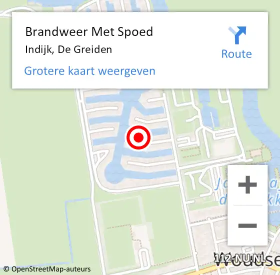 Locatie op kaart van de 112 melding: Brandweer Met Spoed Naar Indijk, De Greiden op 14 april 2015 17:59