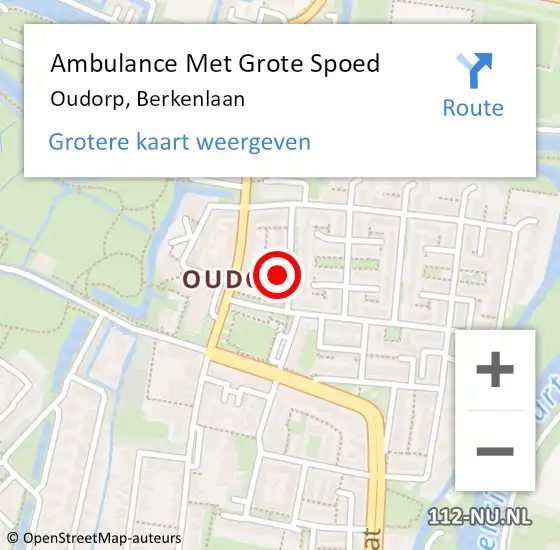 Locatie op kaart van de 112 melding: Ambulance Met Grote Spoed Naar Oudorp, Berkenlaan op 14 april 2015 18:00