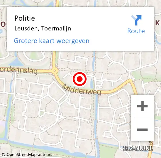 Locatie op kaart van de 112 melding: Politie Leusden, Toermalijn op 14 april 2015 18:03